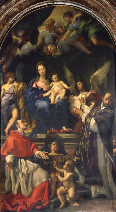 Die Jungfrau auf dem Thron zwischen den Heiligen Carlo Borromeo und Ignatius von Loyola, ca. 1685 von Carlo Maratta or Maratti